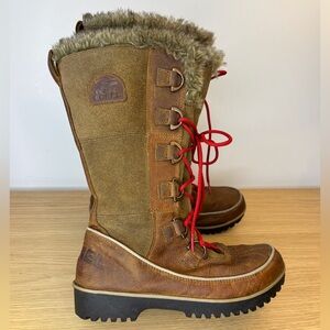 Sorel Tofino Womens 6.5 Brown Leather Faux Fur Waterproof Winter Boots NL2194237
